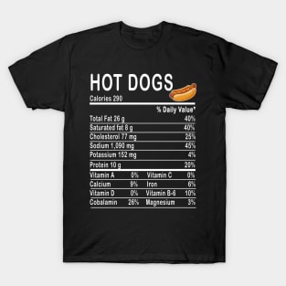 hot dogs Nutrition Facts Gift T-Shirt
